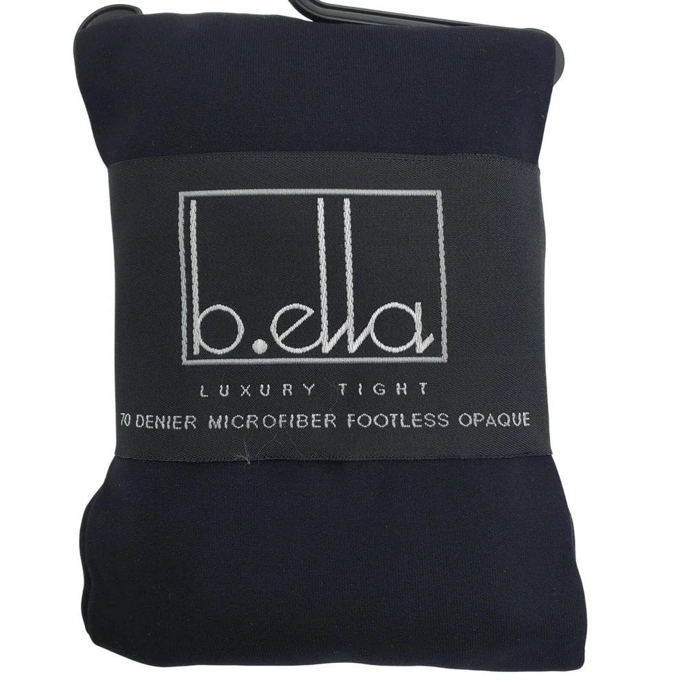 Black Footless Tights Small Microfiber Opaque B.ella Brigida Hosiery NWT Fall S